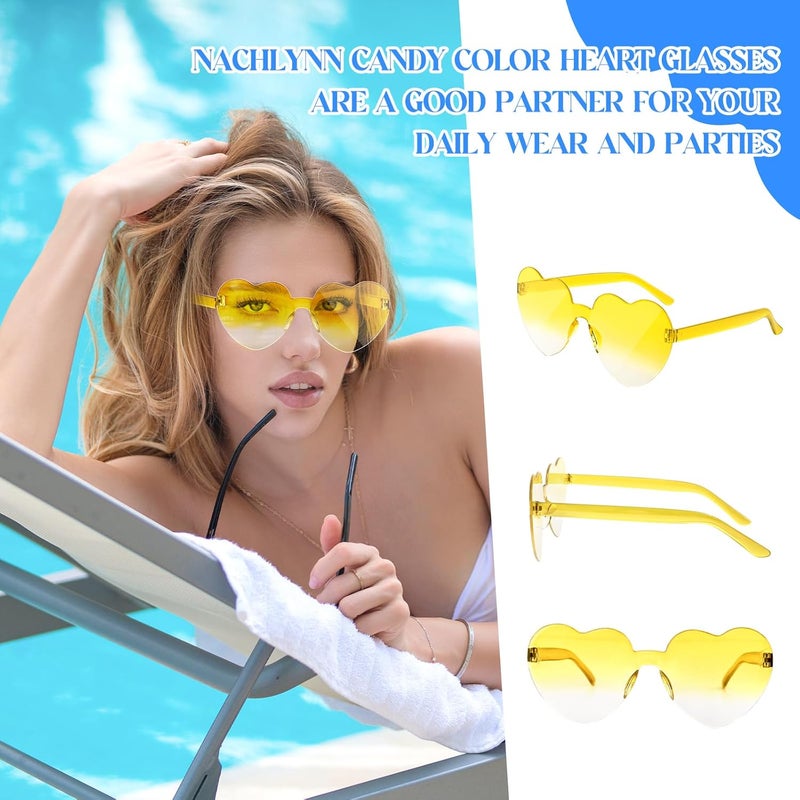 NACHLYNN 10 Pairs Heart Sunglasses Women Rimless Heart Shaped Sunglasses Candy Color Glasses for Costumes Cosplay (Gradient Rainbow) - Image 3